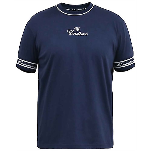 D555 Couture Crew Neck T-Shirt With Branded Cuffs Navy